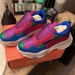 Brand new never used Jeffrey Campbell glitter patch sneakers!!!! Multi color